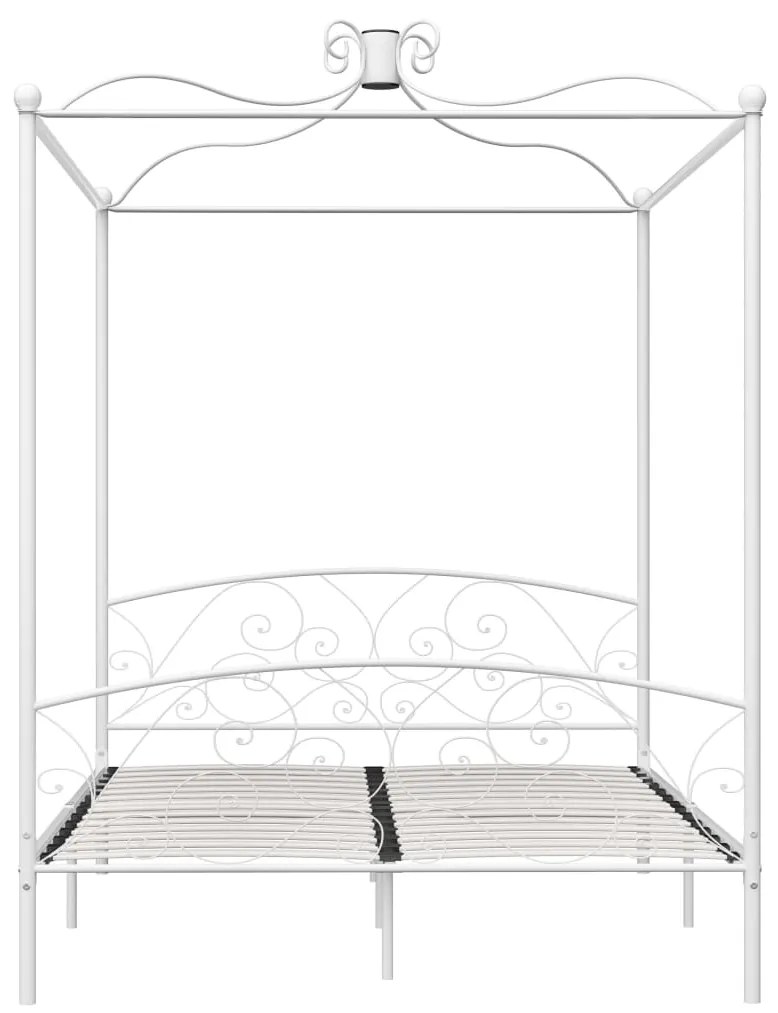 Letto a baldacchino bianco in metallo 180x200 cm