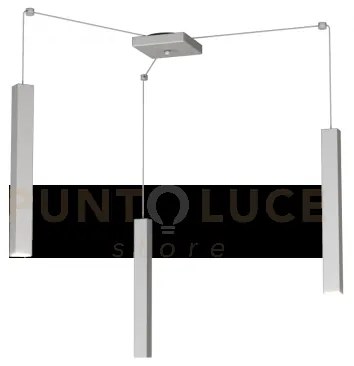 Square tube sospensione 3 luci grigio cavo cm.250 con base 1173-s3-gr