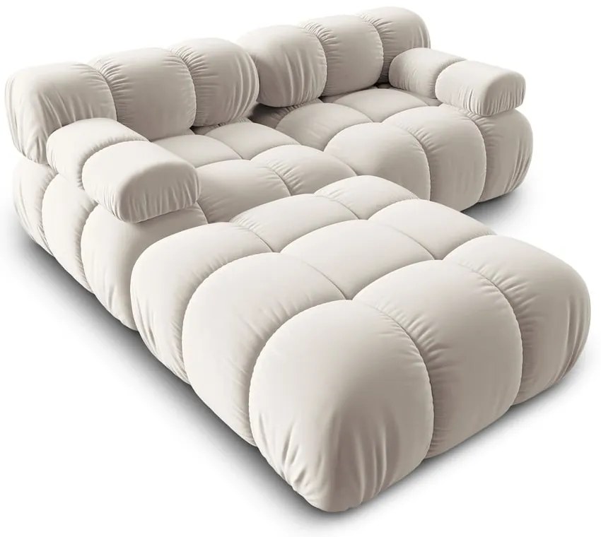 Divano angolare componibile beige (con composizione variabile) con rivestimento in velluto Bellis – Micadoni