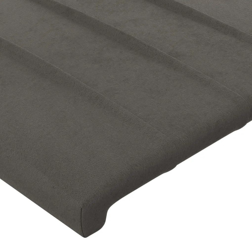 Testiera ad orecchio grigio scuro 103x16x78/88 cm in velluto