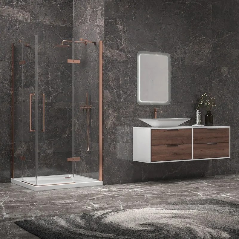 Box doccia 70x80 colore oro rosa battente | KT1000GR - KAMALU