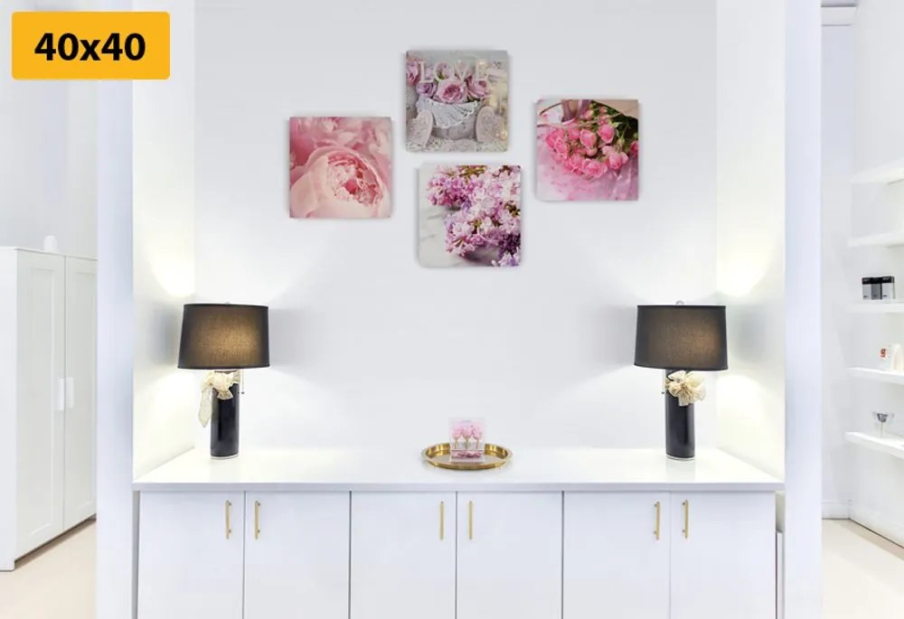 Set di quadri – Natura morta delicata di fiori