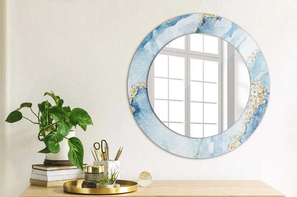 Specchio rotondo stampato Oro di marmo blu fi 50 cm