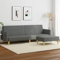 Divano Letto 2 Posti con Poggiapiedi Grigio Scuro in Tessuto 3216244