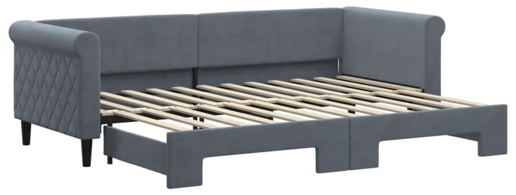 Divano letto con letto estraibile grigio scuro 80x200cm velluto