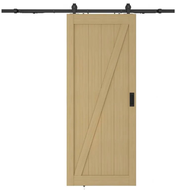 Porta scorrevole con sistema esterno muro H205 x L93 cm  in Legno e MDF Naturale chiaro - BALERMA
