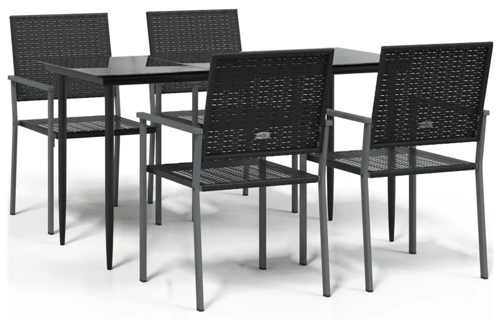 Set da pranzo da giardino 5 pz in polyrattan e acciaio