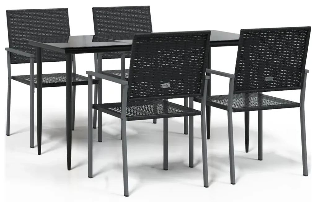 Set da pranzo da giardino 5 pz in polyrattan e acciaio