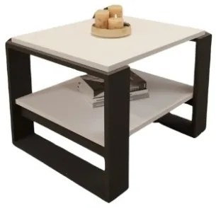 Tavolino Basso Da Salotto Stile Moderno 63x54x45 Axel Bianco E Antracite