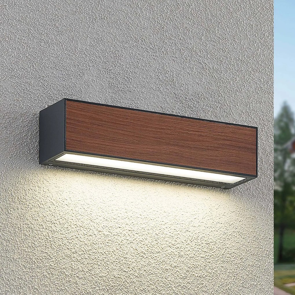 Arcchio LED applique da esterno Lengo, CCT, 25 cm, 1 luce, legno