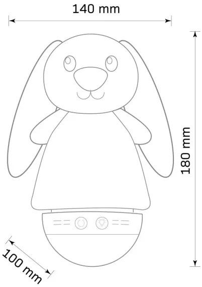 Lampada notturna LED RGB per bambini con melodia 3xAAA/5V con coniglio