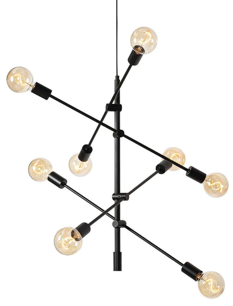 Lampada a sospensione industriale nera 8 luci - Sydney