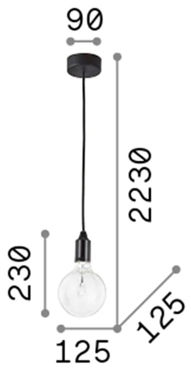 Sospensione Moderna Edison Metallo Nero 1 Luce E27 8W 3000K Luce Calda