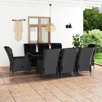 Set da Pranzo da Giardino 9pz e Cuscini Polyrattan Grigio Scuro 3060138