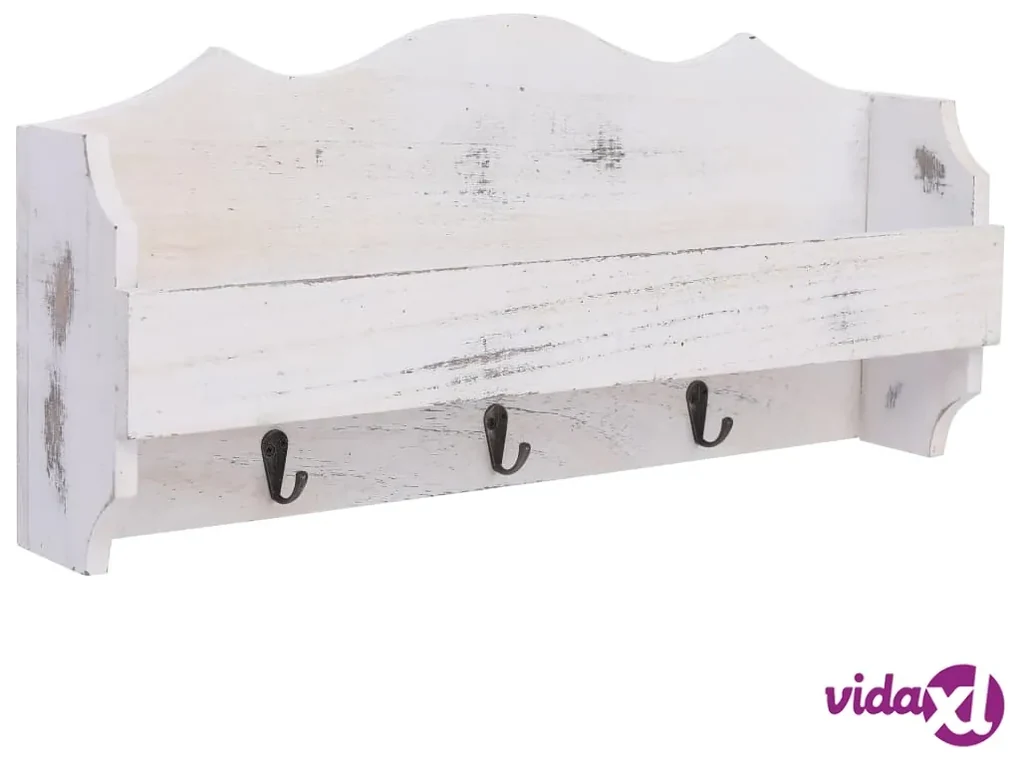 vidaXL Appendiabiti a Muro Bianco 50x10x23 cm in Legno