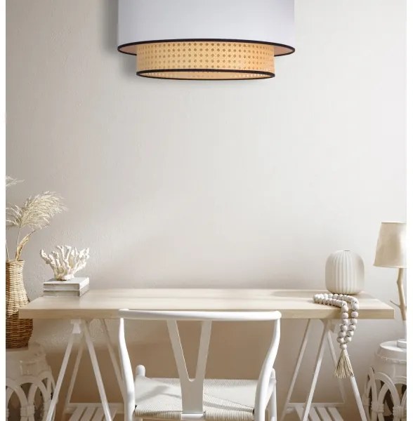 Duolla - Plafoniera BOHO 1xE27/15W/230V diametro 45 cm bianco/rattan