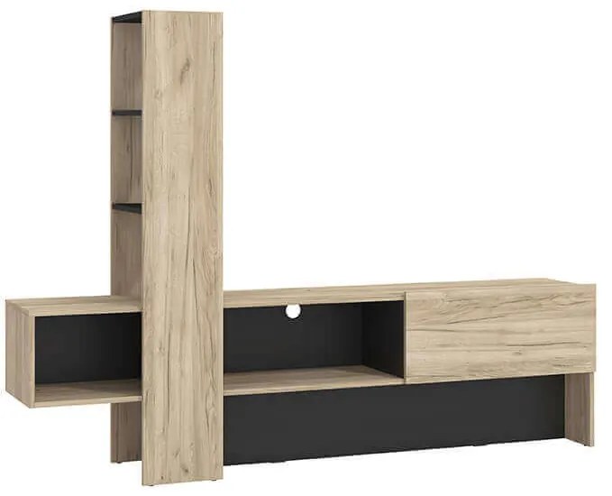 DODO - porta tv moderno colore rovere con un'anta cm 185,5 x 36,5 x 138,5 h
