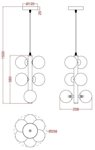 Wofi 6014-601W - Lampadario LED a sospensione con filo VILLA 6xG9/3W/230V oro