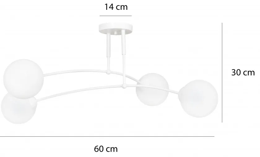 Lampadario a Sospensione in Acciaio e Vetro PREGOS 4 Nero/Bianco 4xE14 Colore del corpo Bianco