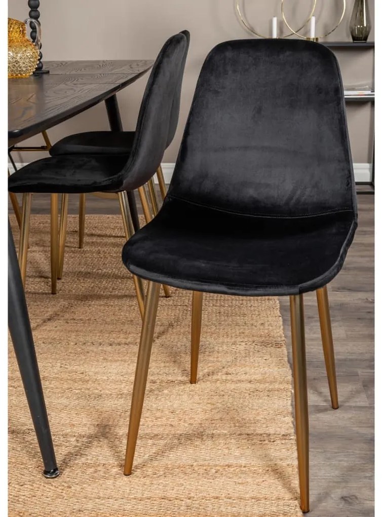 Sedie Da Pranzo 2 Pz Polar Velluto Nero E Ottone /