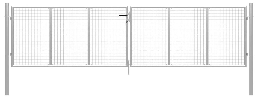 Cancello Per Giardino İn Acciaio Zincato 415x150cm Argento /
