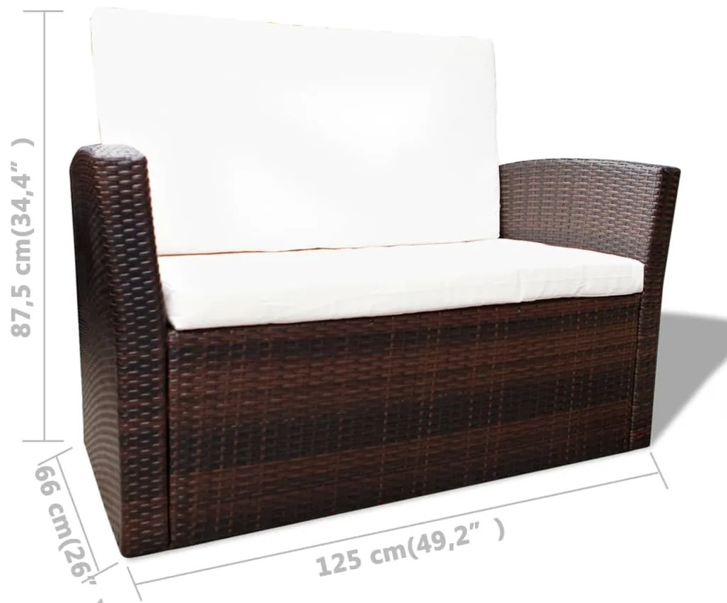 Set Divani da Giardino 4 pz con Cuscini in Polyrattan Marrone