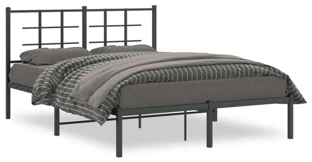 Giroletto Con Testiera İn Metallo Nero 140x200 Cm /