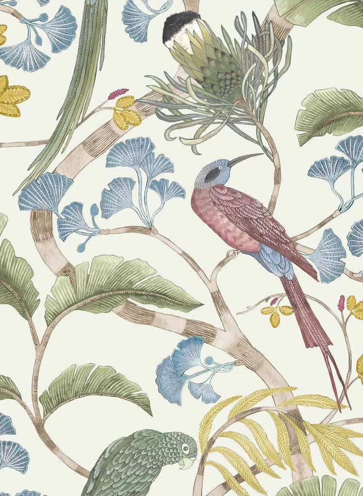 Josephine Munsey Carta da parati Living Branches - Ivory/ Soft Olive/ Yellow