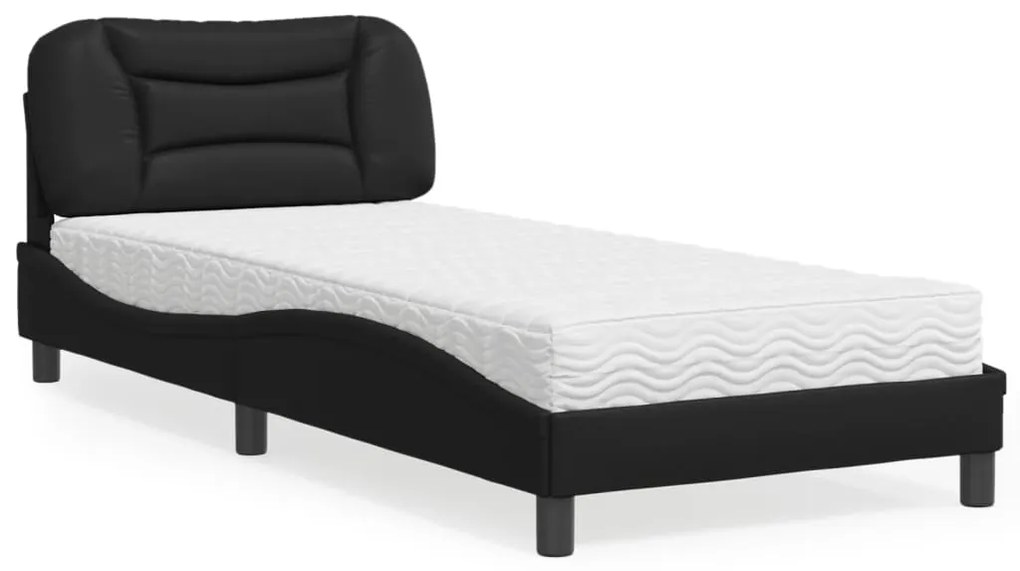 Letto con materasso nero 90x190 cm in similpelle