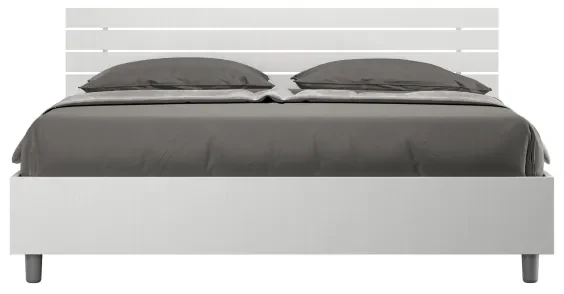 Letto contenitore 160x190 testata inclinata con doghe bianco frassino Ankel