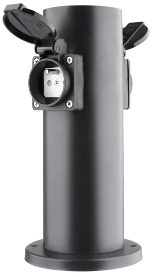 Solight PG10B - Colonna presa esterna 2Z 230V IP44 nera tonda