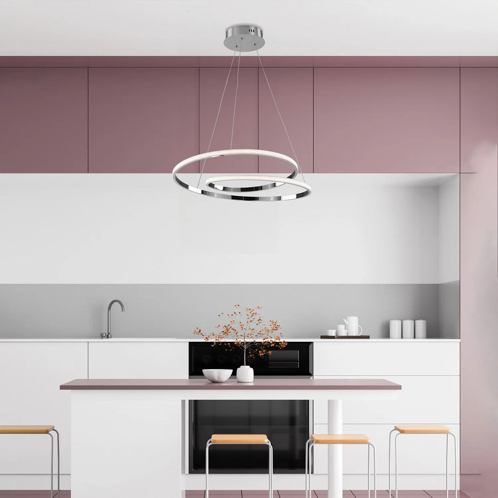 Sospensione Moderna Malena Con Led Integrato Metallo E Alluminio Cromo Lucido
