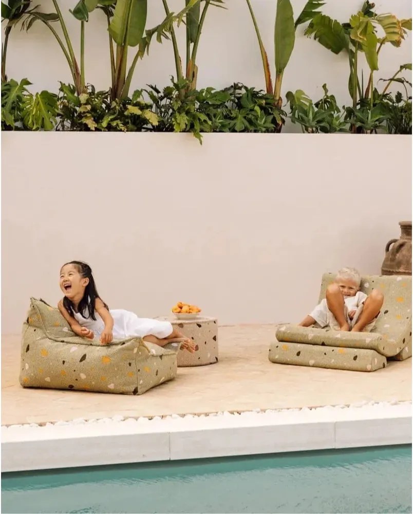 Pouf a sacco per bambini verde con rivestimento in bouclé e ciniglia Terrazzo Chair – Wigiwama
