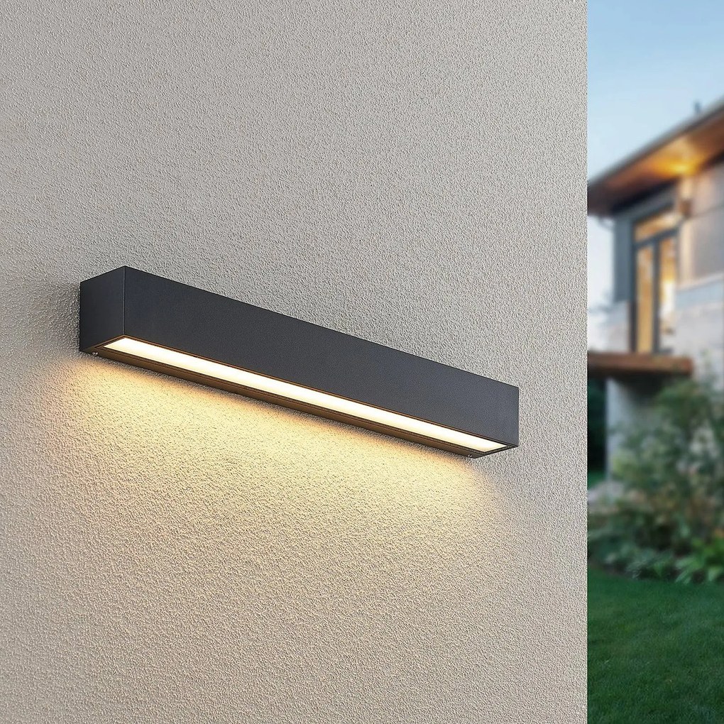 Lucande Applique a LED Lengo, 50 cm, antracite, 1 luce, IP65