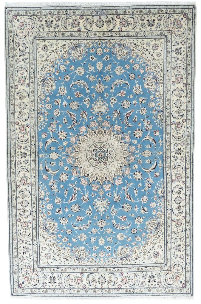 Nain Tappeto 160x240 Blu (Iran) Annodato A Mano