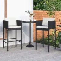 Sgabelli da Bar 2 pz con Cuscini Nero in Polyrattan 316673