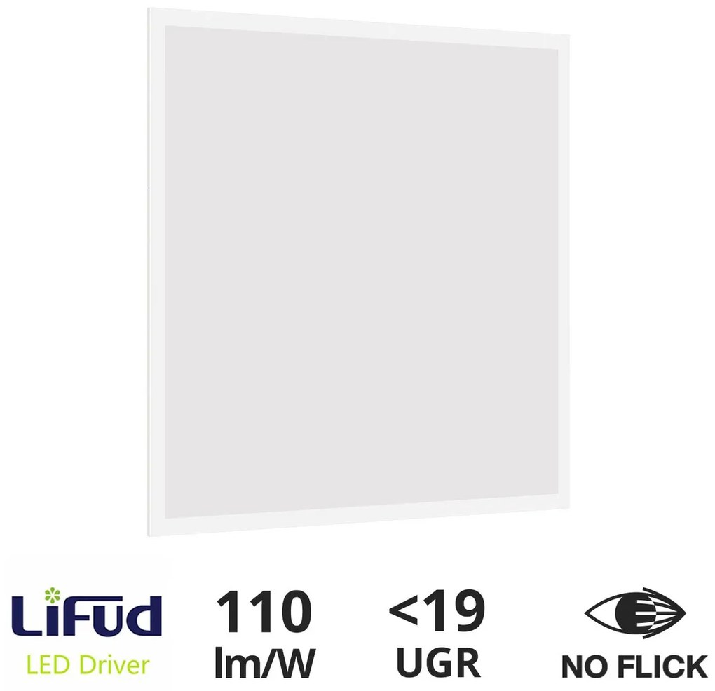 Pannello LED 60x60 40W IP40 UGR19 No-Flicker - LIFUD Driver Colore Bianco Naturale 4.000K