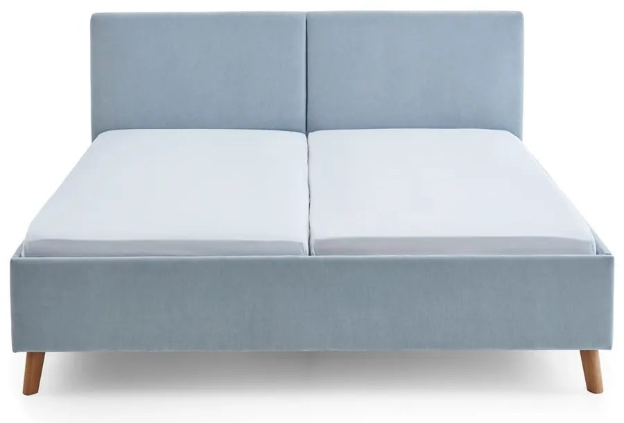 Letto matrimoniale imbottito azzurro con rete inclusa 180x200 cm Piano – Meise Möbel