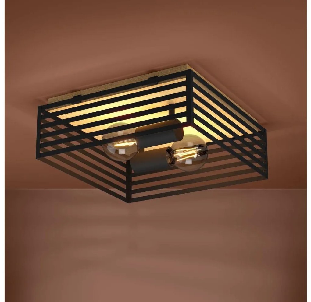 Eglo 390163 - Plafoniera CIDRAZ 2xE27/40W/230V nero/marrone