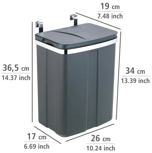 WENKO 54903100 - Cestino montabile sulla porta 26x36,5 cm grigio/argento