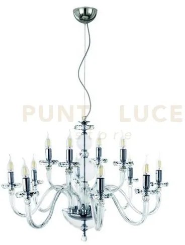 Lampadario bach 12 luci cristallo e finitura cromo attacco e14