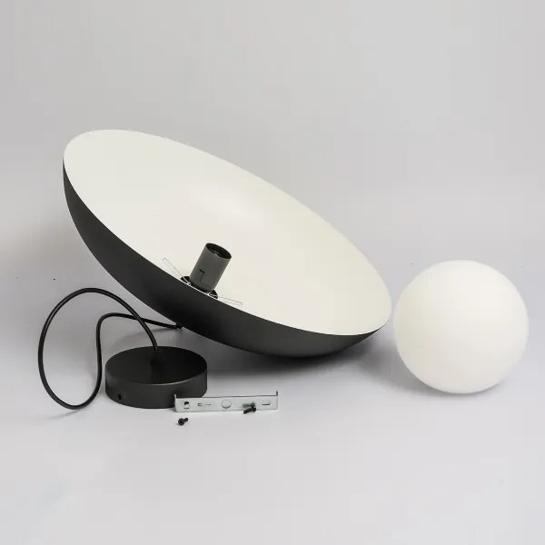 Lampadario a cavo ECLIPSE 1xE27/15W/230V nero/bianco