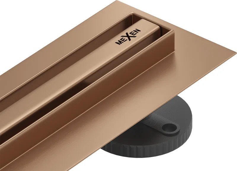 Mexen Flat 360° Slim scarico lineare rotante 80 cm, rame spazzolato - 1C41080