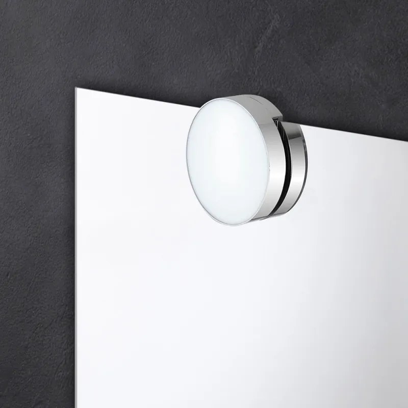 Applique bagno LED per specchio tondo 10 cm cromo luce naturale