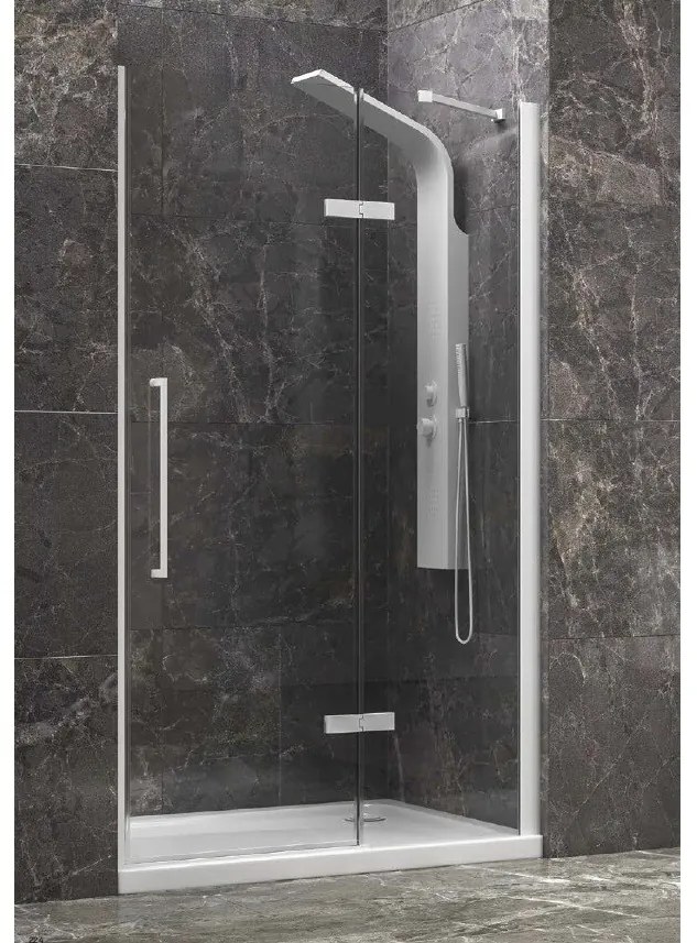 Box Porta doccia nicchia battente frameless telaio bianco Cristallo 8mm h 200 70 cm