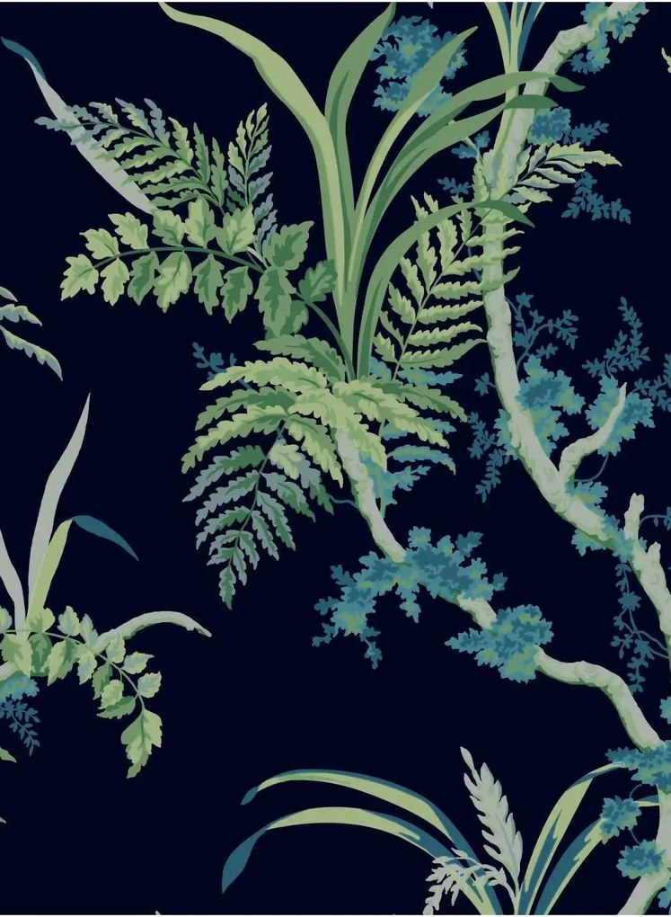 Coordonne Carta da parati Wild Ferns - Navy
