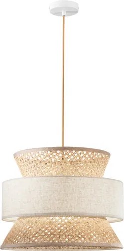 Lampadario Moderno I-GAZEBO-S40-BB nero paralume beige e havana E27 Ø40cm LUCE AMBIENTE DESIGN