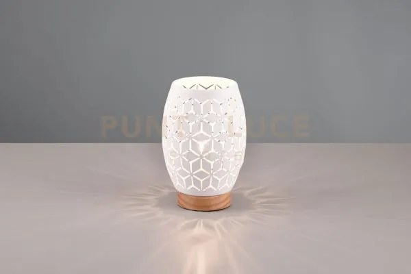 Bidar lampada da tavolo metallo bianco taglio laser con inserto in ...