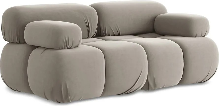 Divano componibile beige con rivestimento in velluto 190 cm Lokua – Makamii