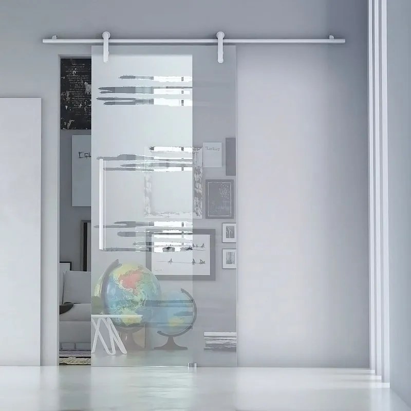 Porta scorrevole Gemini in cristallo grigio, L 96 x H 215 cm, con binario Ermes Destra